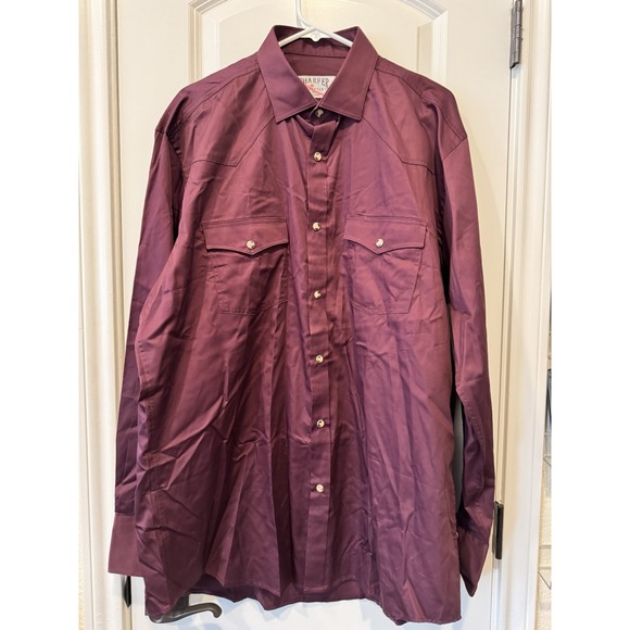 Schaefer Outfitter Other - Schaefer Outfitter Western Shirt XL Tall Snap Front Burgundy Pearl Snaps